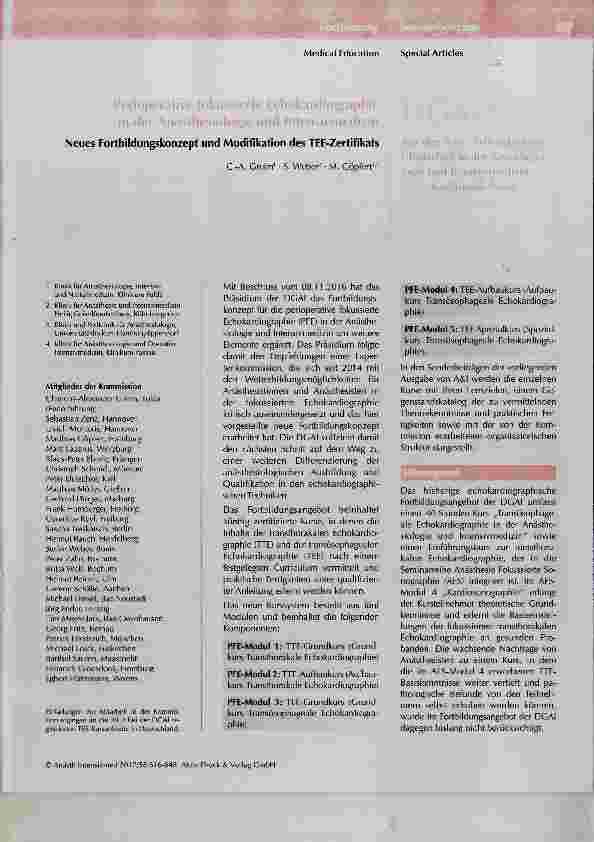 Vorschauseite 1: Neues Fortbildungskonzept und Modifikation des TEE-Zertifikats