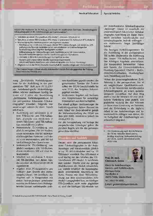 Vorschauseite 5: Neues Fortbildungskonzept und Modifikation des TEE-Zertifikats
