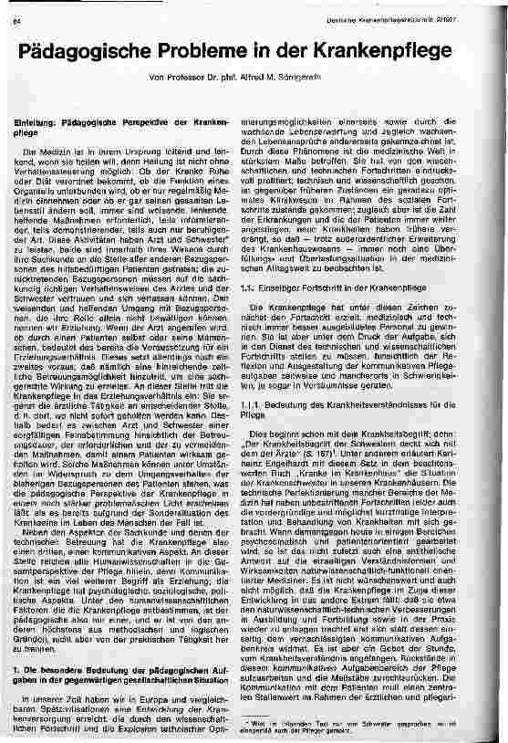 Vorschauseite 1: Pädagogische Probleme in der Krankenpflege