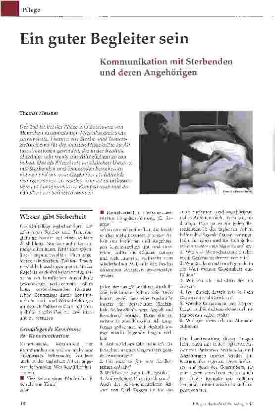 Vorschauseite 1: Ein guter Begleiter seinKommunikation mit Sterbenden und deren Angehörigen