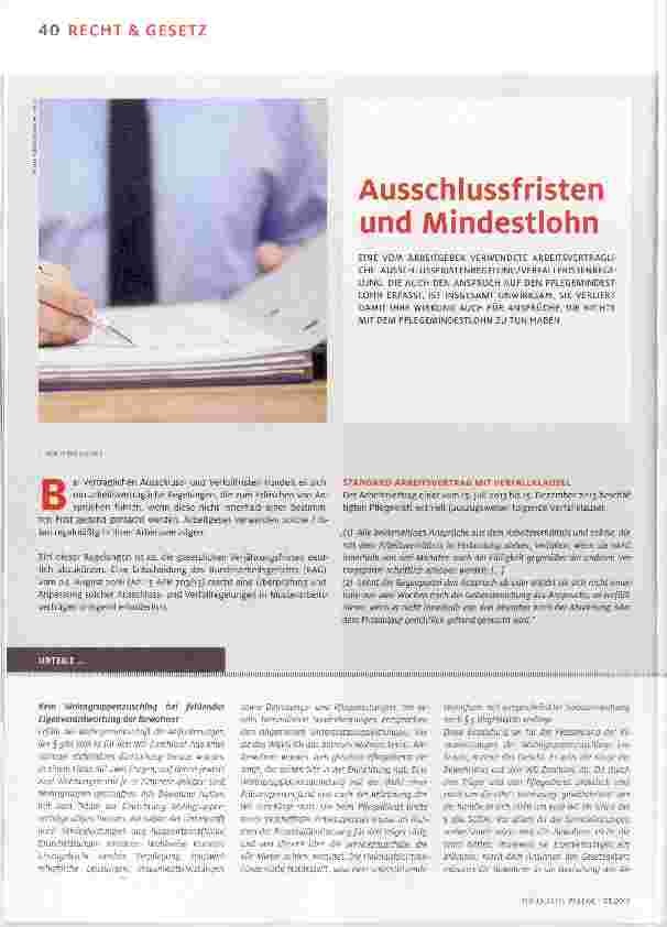Vorschauseite 1: Ausschlussfristen und Mindestlohn