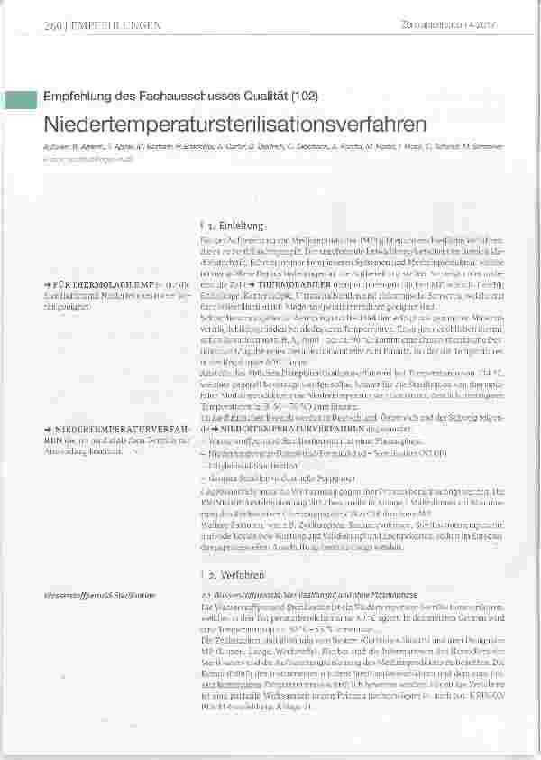 Vorschauseite 1: Niedertemperatursterilisationsverfahren