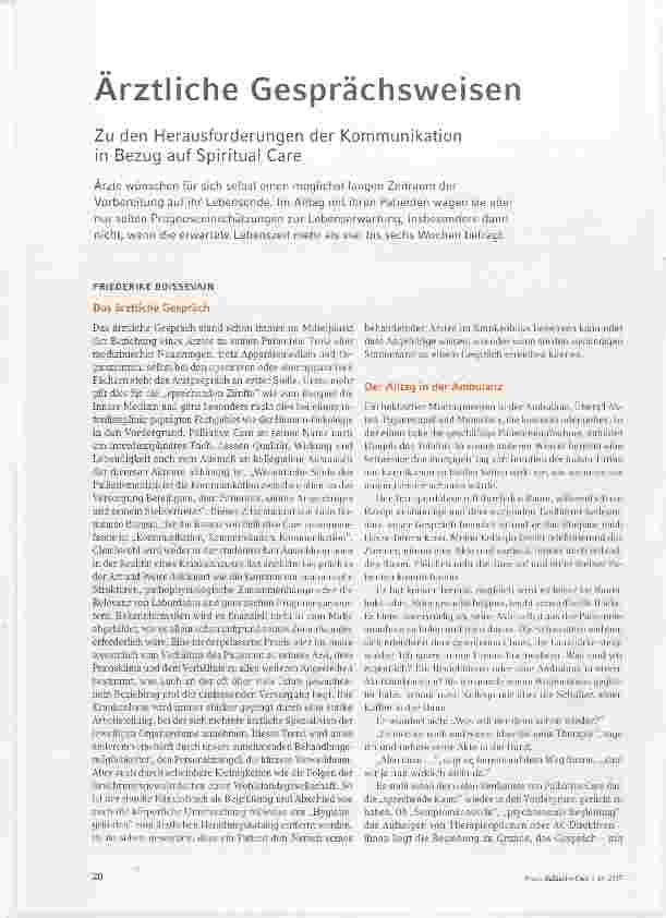 Vorschauseite 1: Ärztliche Gesprächsweisen Zu den Herausforderungen der Kommunikation in Bezug auf Spiritual Care