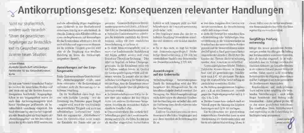 Vorschauseite 1: Antikorruptionsgesetz: Konsequenzen relevanter Handlungen