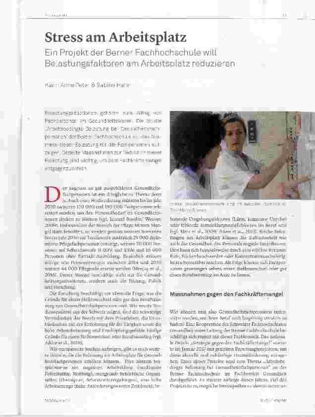 Vorschauseite 1: Stress am Arbeitsplatz Ein Projekt der Berner Fachhochschule will Beiastungsfaktoren ann Arbeitsplatz reduzieren