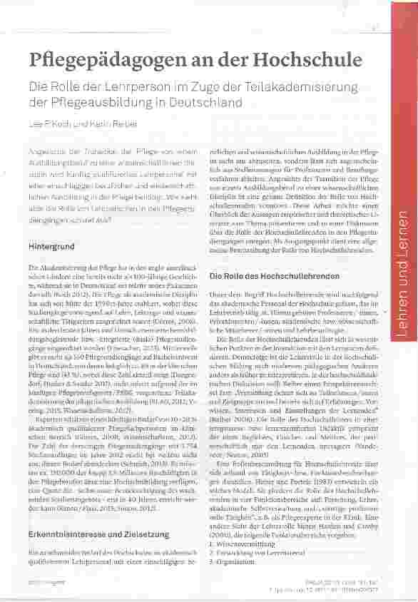 Vorschauseite 1: Pflegepädagogen an der Hochschule Die Rolle der Lehrperson im Zuge der Teilakademisierungder Pflegeausbildung in Deutschland