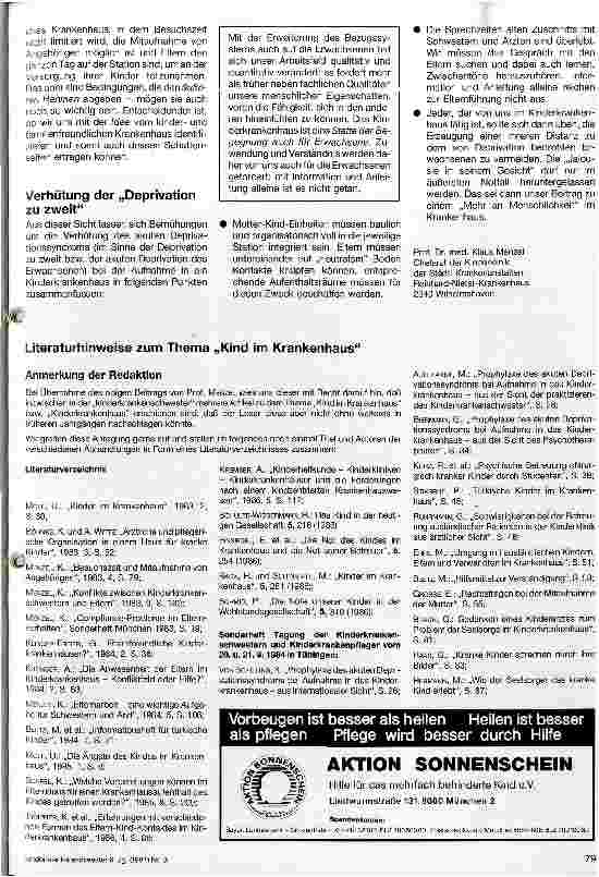 Vorschauseite 3: Die Prophylaxe des akuten Deprivationssyndroms bei Aufnahme in das Kinderkrankenhaus