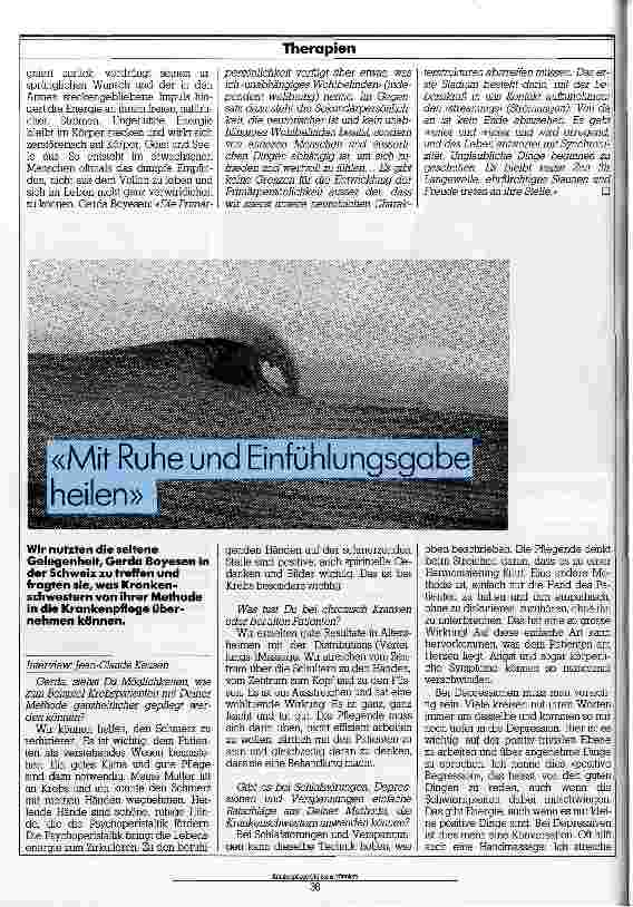 Vorschauseite 1: Mit Ruhe und Einfühlungsgabe heilen Interview mit Gerda Boyesen