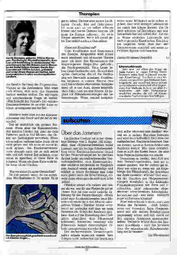 Vorschauseite 2: Mit Ruhe und Einfühlungsgabe heilen Interview mit Gerda Boyesen