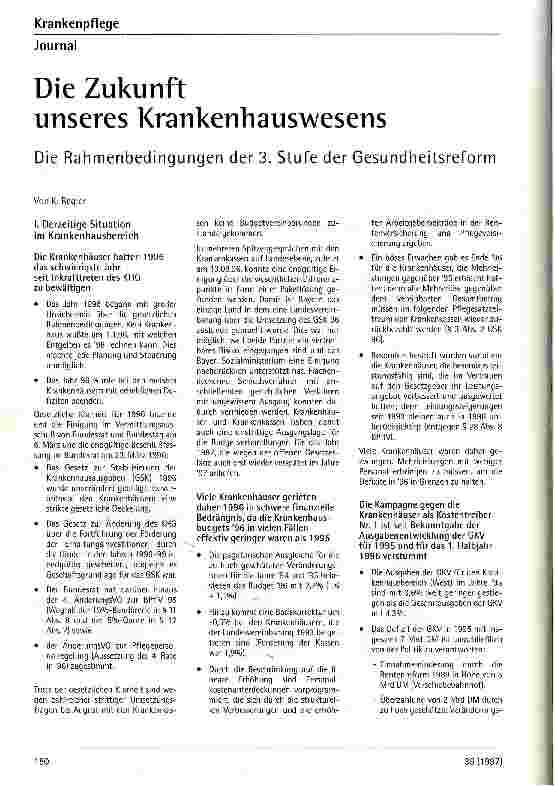 Vorschauseite 1: Die Zuknft unseres Krankenhauswesens Die Rahmenbedingungen der 3. Stufe der Gesundheitsreform