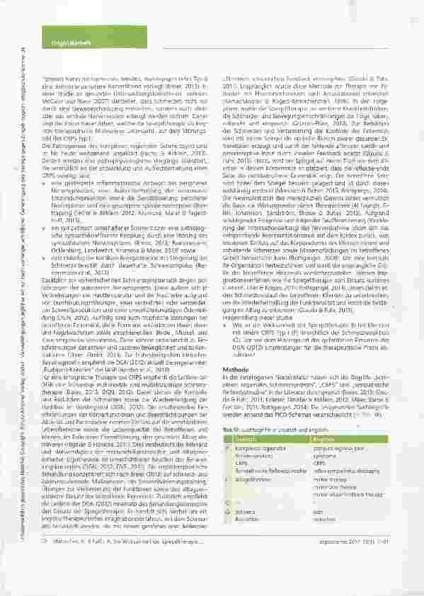 Vorschauseite 2: Die Wirksamkeit der Spiegeltherapie in Bezug auf die Schmerzreduktion bei Klienten mit komplexem regionalem Schmerzsyndrom (CRPS) Typ I - ein systematischer Review