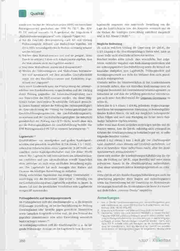 Vorschauseite 6: Die neue QM-Richtlinie für Krankenhäuser Ein Exkurs zu den möglichen Folgen der Nichtbeachtung (Teil 1)