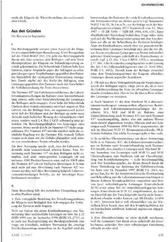 Vorschauseite 2: GOÄ: Komplexgebühr der Nr. 437 für Laboratoriumsuntersuchungen im Rahmen einer Intensivbehandlung nach Nr. 435