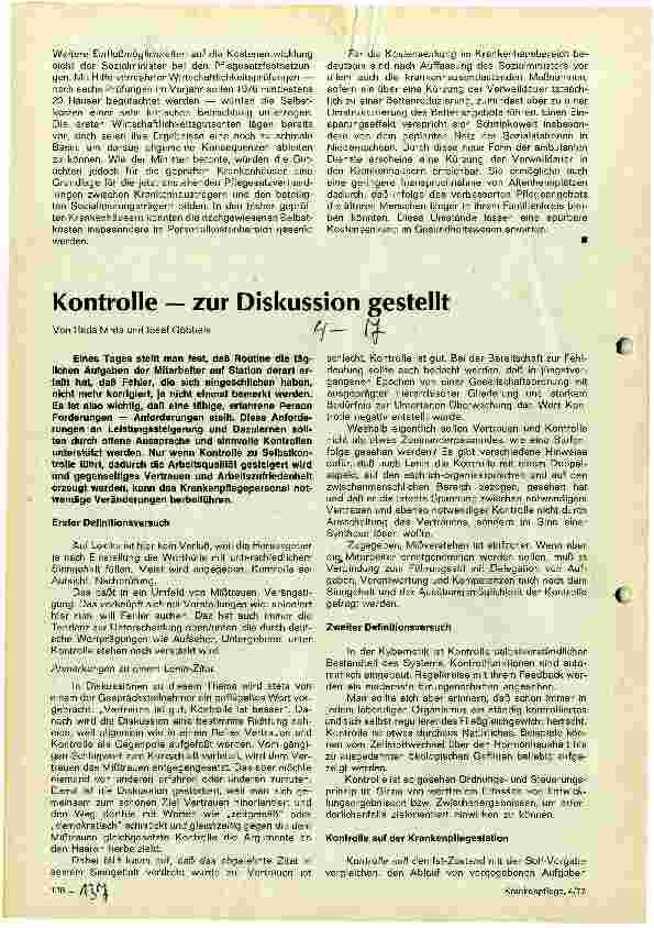 Vorschauseite 1: Kontrolle - zur Diskussion gestellt