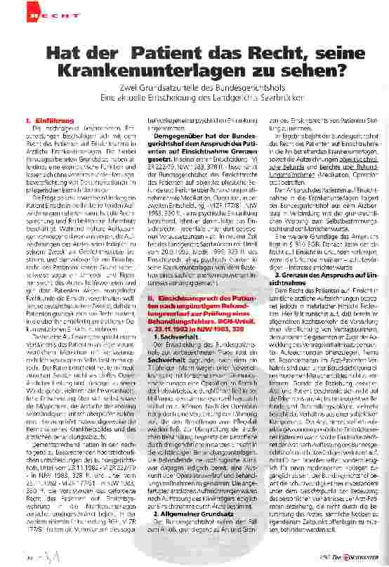 Vorschauseite 1: Hat der Patient das Recht, seine Krankenunterlagen zu sehen?