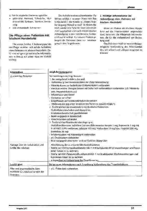 Vorschauseite 2: Pflege eines Patienten mit akutem Myokardinfarkt
