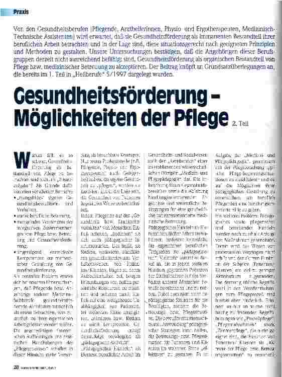 Vorschauseite 1: Gesundheitsförderung - Möglichkeiten der Pflege 2. Teil