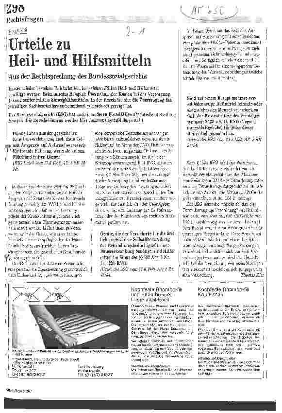 Vorschauseite 1: Urteile zu Heilund Hilfsmitteln Aus der Reschtssprechung des Bundessozialgerichts