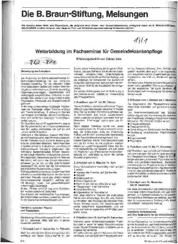 Vorschauseite 1: Weiterbildung im Fachseminar für Gemeindekrankenpflege Erfahrungsbericht
