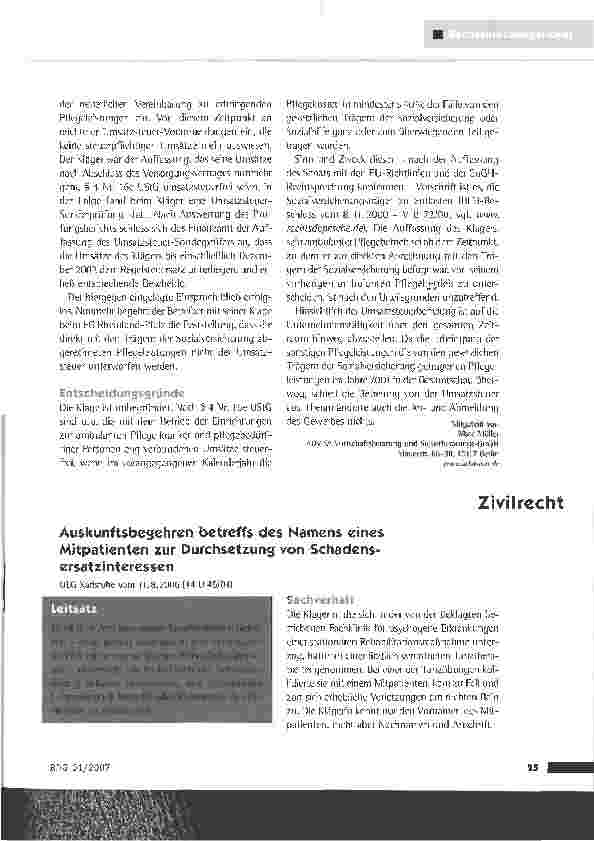 Vorschauseite 2: Steuerfreiheit von Umsätzen eines Pflegedienstes