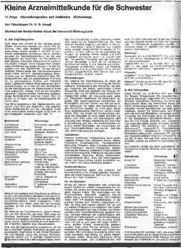 Vorschauseite 1: Kleine Arzneimittelkunde für die Schwester 17. Folge: Chemotherapeutica und Antibiotica (Fortsetzung)