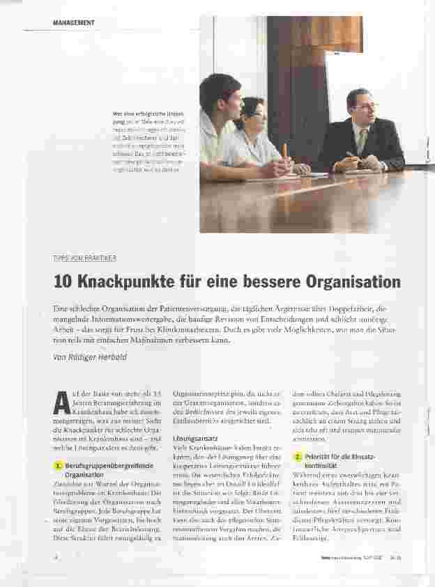 Vorschauseite 1: 10 Knackpunkte für eine bessere Organisation