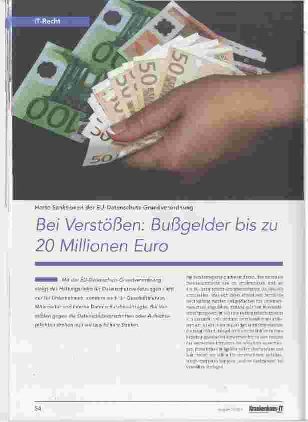 Vorschauseite 1: Bei Verstößen: Bußgelder bis zu 20 Millionen Euro