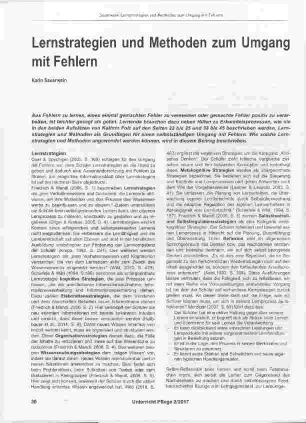Vorschauseite 1: Lernstrategien und Methoden zum Umgang mit Fehlern