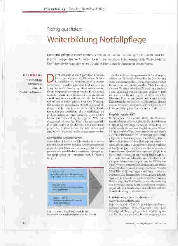 Vorschauseite 1: Richtig qualifiziert Weiterbildung Notfallpflege
