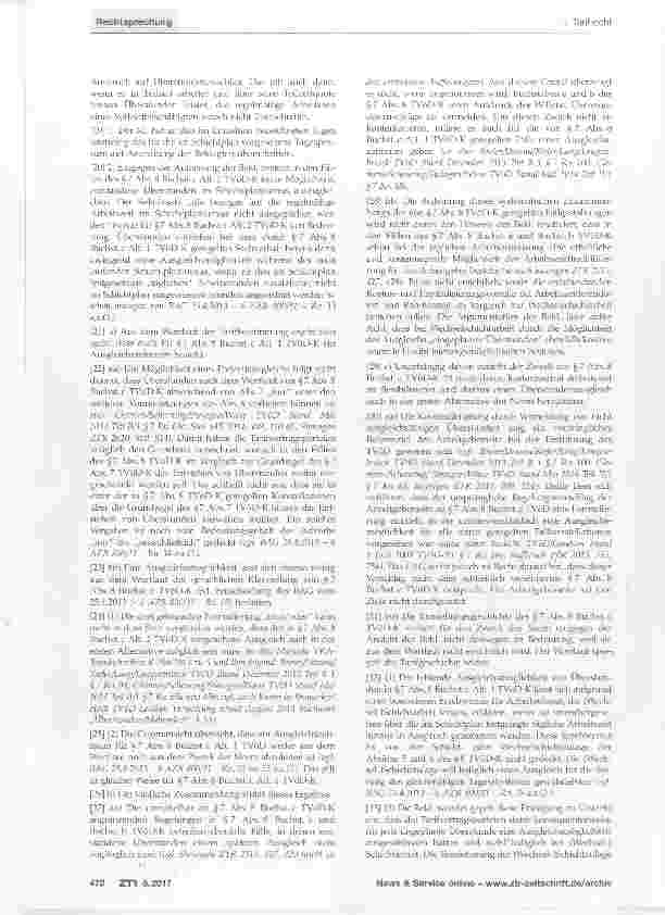 Vorschauseite 3: Zuschläge für ungeplante Überstunden iSv. §7 Abs. 8 Buchst, c Alt. 1 TVÖD-K (= TVöD AT); Überstundenzuschläge bei Teilzeitarbeit