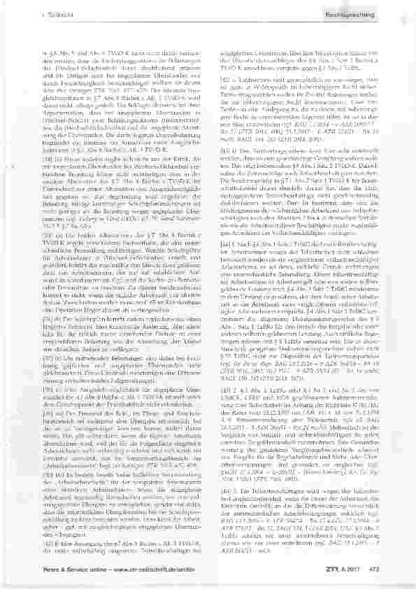 Vorschauseite 4: Zuschläge für ungeplante Überstunden iSv. §7 Abs. 8 Buchst, c Alt. 1 TVÖD-K (= TVöD AT); Überstundenzuschläge bei Teilzeitarbeit