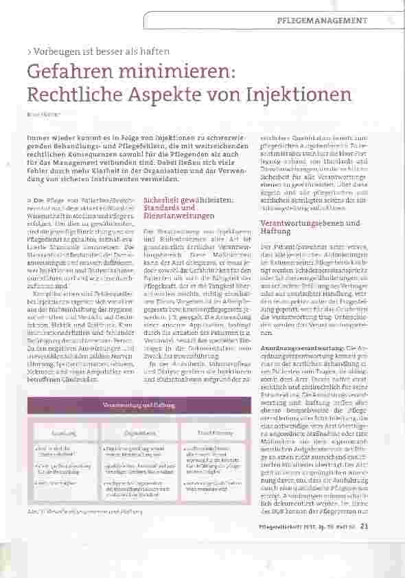Vorschauseite 1: Gefahren minimieren: Rechtliche Aspekte von Injektionen