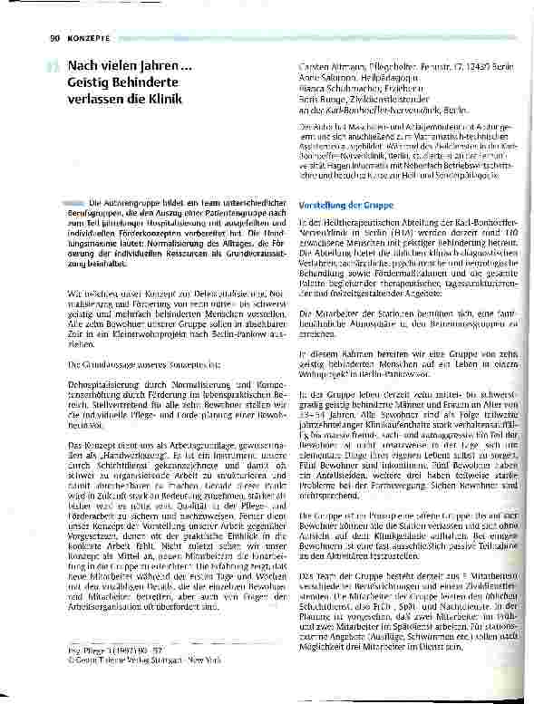 Vorschauseite 1: Nach vielen Jahren ... Geistig behinderte verlassen die Klinik