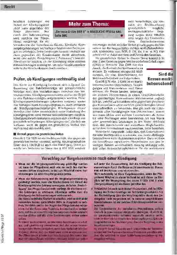 Vorschauseite 3: Den Übergang regeln Tips für Pflegedienste bei Kündigung der Rahmenverträge nach § 132 SGB V durch die Leistungsträger