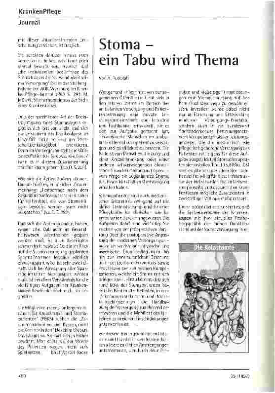 Vorschauseite 1: Stoma - ein Tabu wird Thema