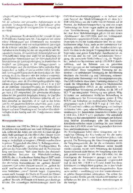 Vorschauseite 2: § 116 b Abs. 2 - 5 SGB V - Die wa(h)re Wettbewerbsstärkung!