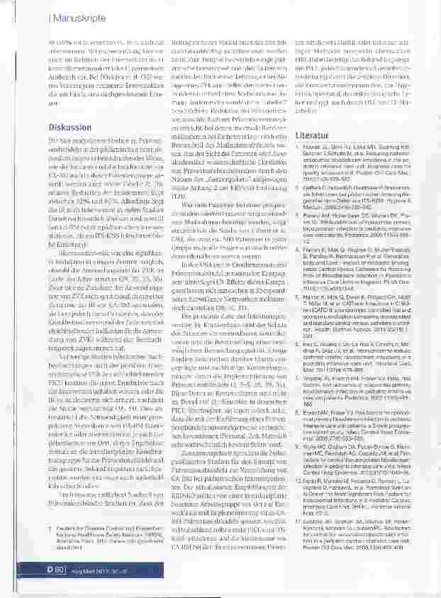 Vorschauseite 6: Präventionsbündelstudien zur Vermeidung von CA-BSI in der pädiatrischen Intensivmedizin