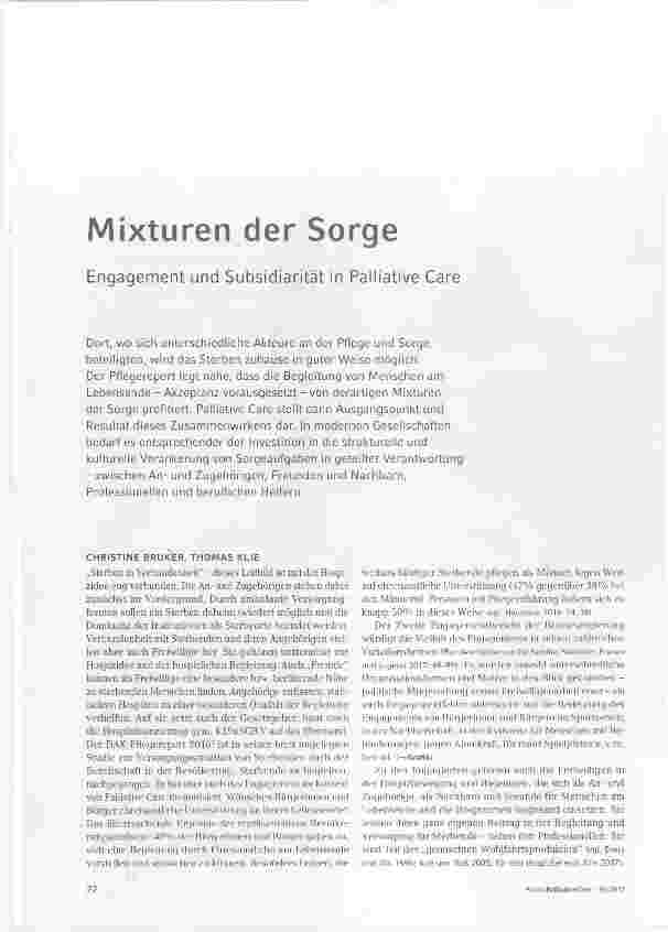 Vorschauseite 1: Mixturen der Sorge