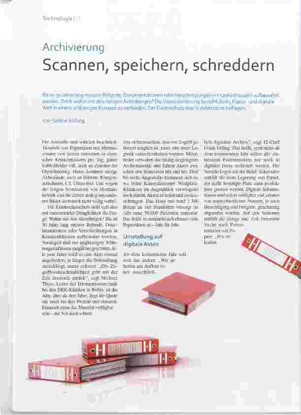 Vorschauseite 1: Archivierung Scannen, speichern, schreddern