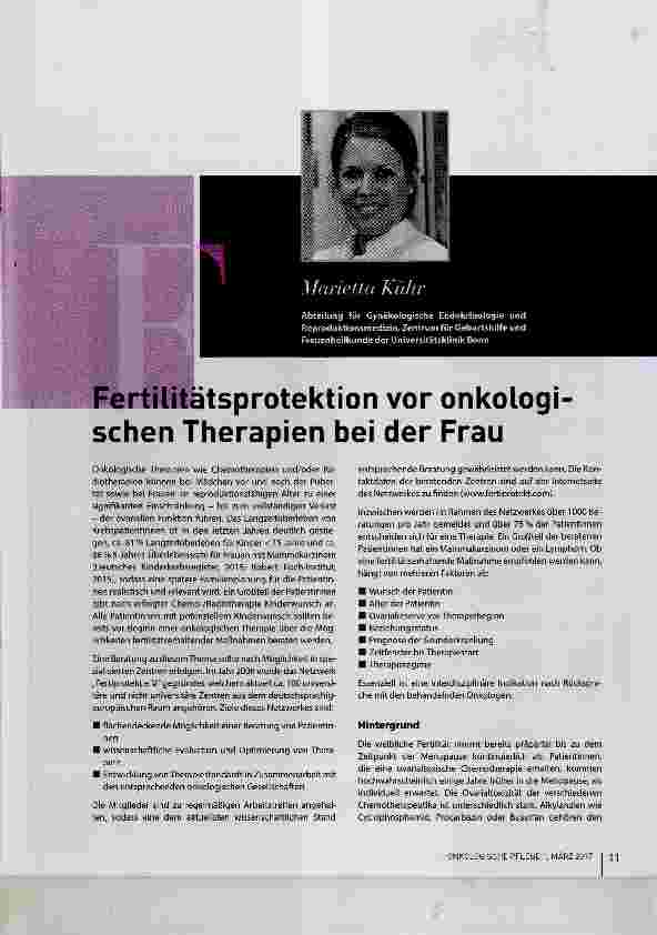 Vorschauseite 1: Fertilitätsprotektion vor onkologischen Therapien bei der Frau