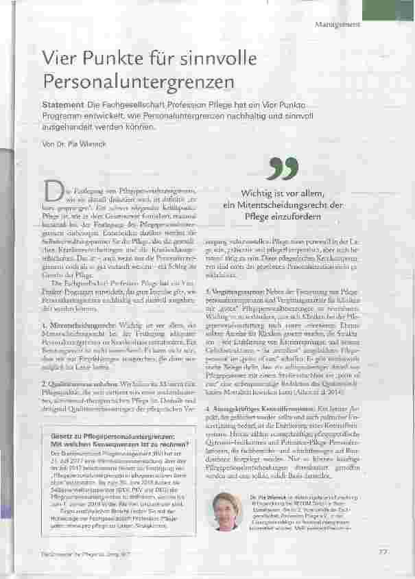 Vorschauseite 1: Vier Punkte für sinnvolle Personal untergrenzen