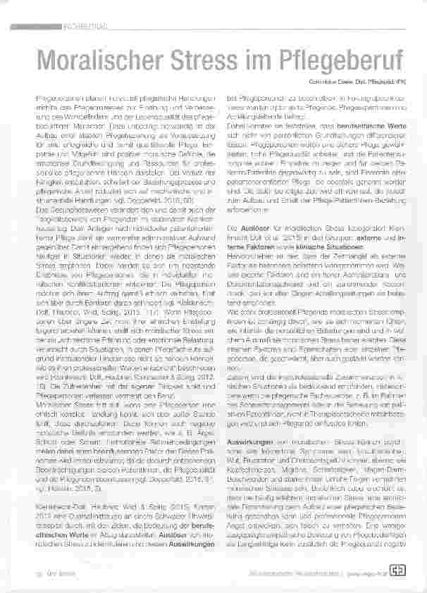 Vorschauseite 1: Moralischer Stress im Pflegeberuf