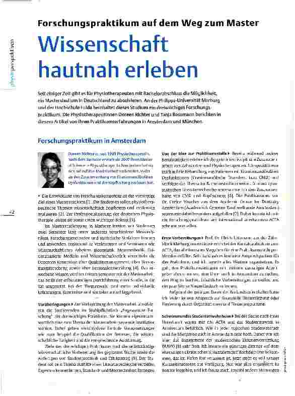 Vorschauseite 1: Forschungspraktikum auf dem Weg zum Master Wissenschaft hautnah erleben