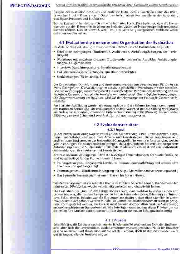 Vorschauseite 3: Die Umsetzung des Problem basierten Curriculums wissenschaftlich evaluiert