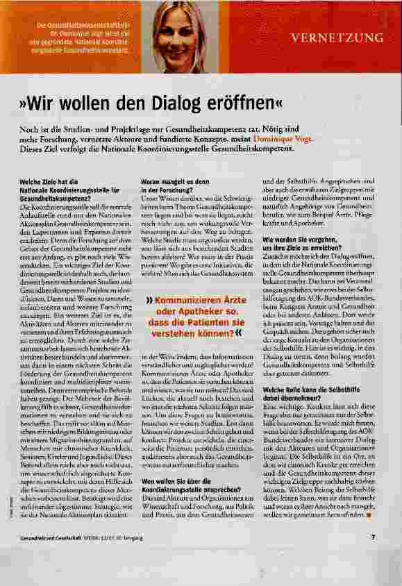 Vorschauseite 1: Wir wollen den Dialog eröffnen