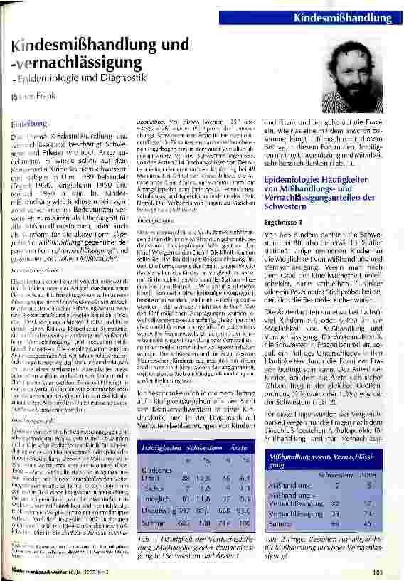 Vorschauseite 1: Kindesmißhandlung und -vernachlässigung - Epidemiologie und Diagnostik