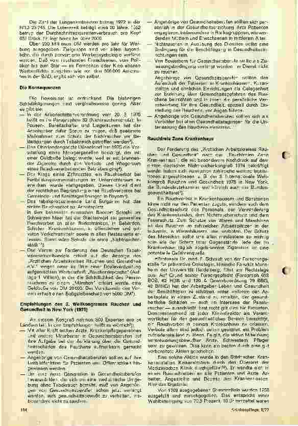 Vorschauseite 2: Zigaretten im Pflegebereich? Gesundheitserziehung - Kernstück der Gesundheitsvorsorge (X)