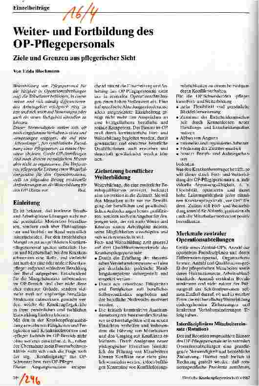 Vorschauseite 1: Weiter-und Fortbildung des OP-Personals