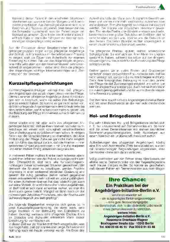 Vorschauseite 5: Pflegende Angehörige brauchen eine Interessenvertretung Die Angehörigen-Initiative Berlin e. V. als Fürsprecher für Angehörige und Demenzkranke