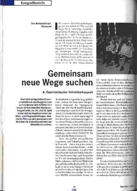 Vorschauseite 1: Gemeinsam neue Wege suchen 4. Österreichischer Heimleiterkongreß